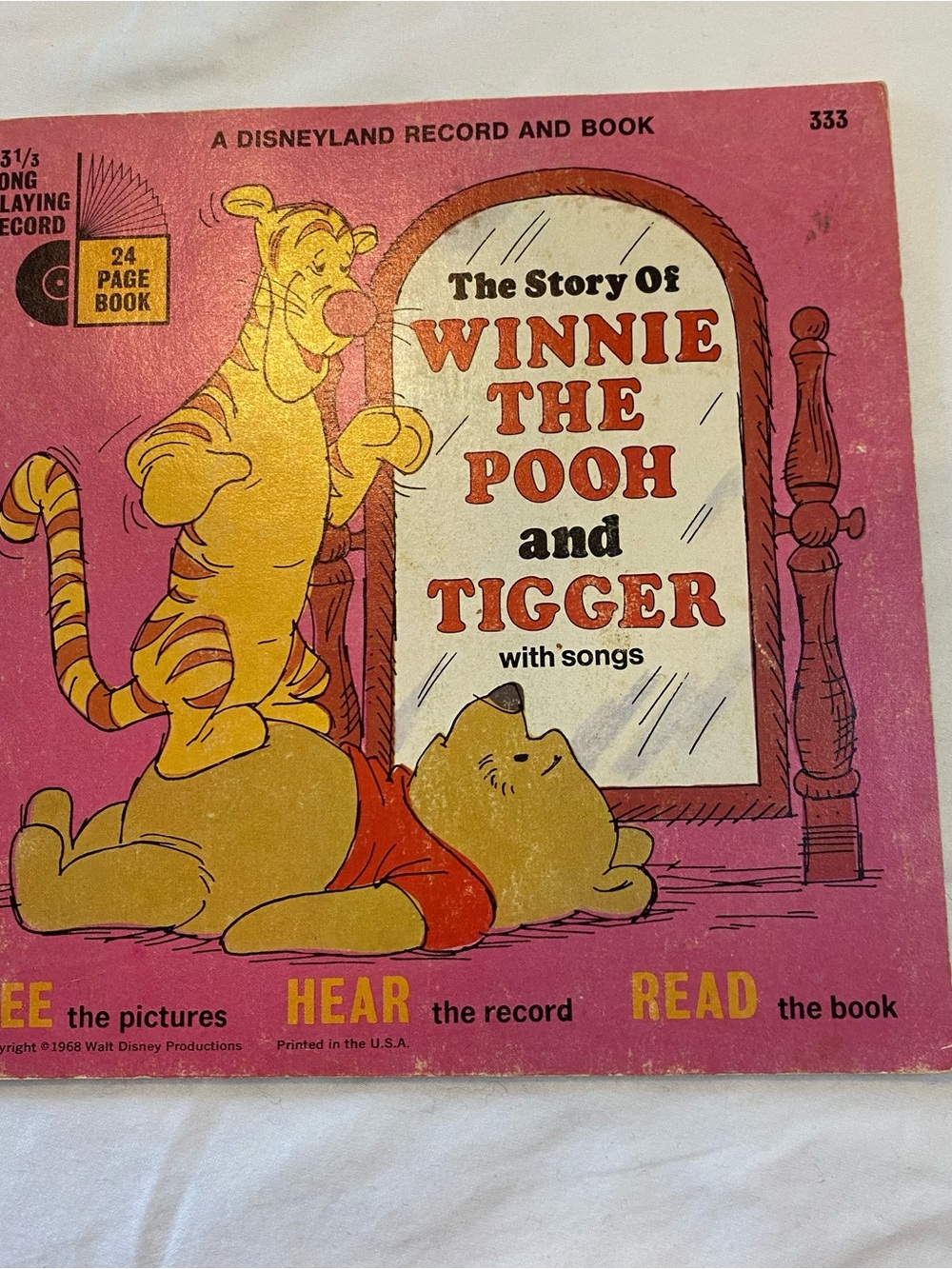 Vintage Disney Winnie the Pooh & Tigger See Hear Read 45 Record & Book